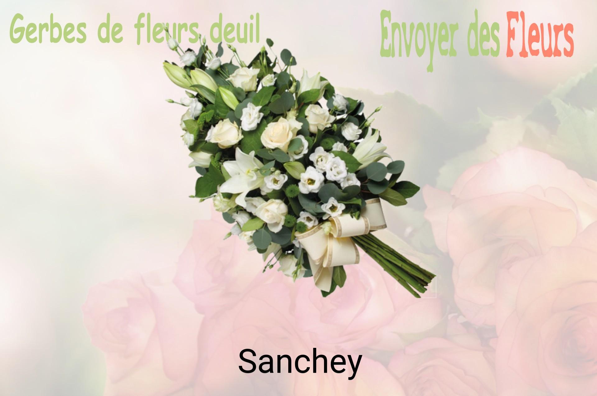 Gerbe de fleurs de deuil livrée à Sanchey
